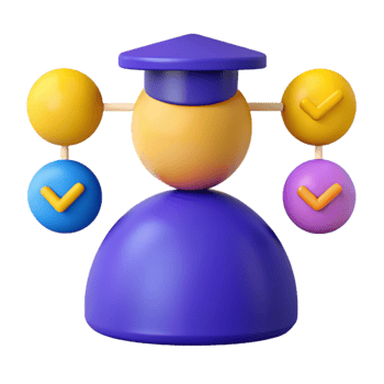 3D Illustration of a Graduate with Checkmarks - Success, Achievement, Education png
