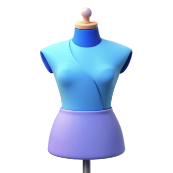 3D Rendered Mannequin Wearing a Blue Top and Purple Skirt png