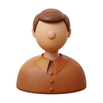 3D Cartoon Character Man with Brown Hair and Shirt png