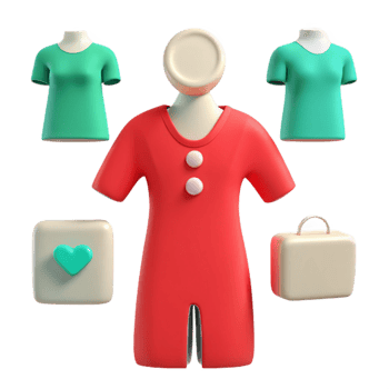 3D Render of a Red Dress with a White Button Detail png