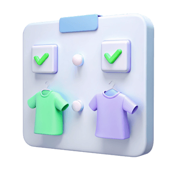 3D Render of a Clothing Selection Board with Checkmarks png