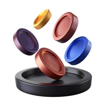 Colorful Round Game Pieces on Black Surface png