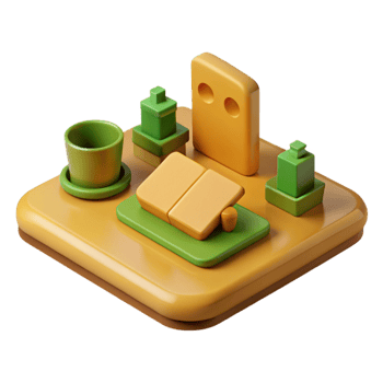 3D Rendered Scene with Geometric Shapes png