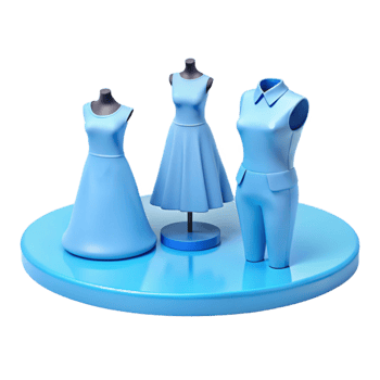 3D Rendered Fashion Items on a Circular Platform png