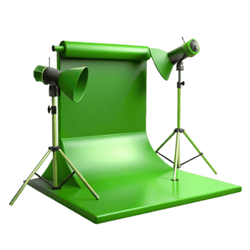 Professional Green Screen Studio Setup with Lighting png