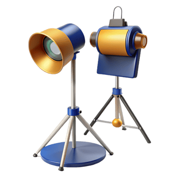 3D Render of Two Studio Lights on Tripods png
