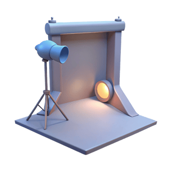 3D Studio Set with Backdrop and Lighting png