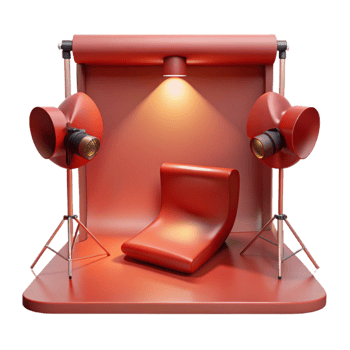 Red Studio Set with Lights and Chair png