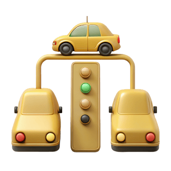 3D Cartoon Traffic Light and Cars png