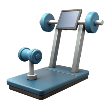 3D Model of Fitness Equipment with Dumbbells and Screen png