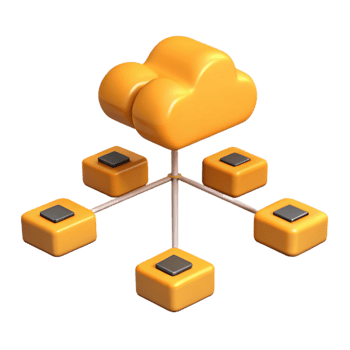 Cloud Computing Network 3D Illustration of Connected Servers png