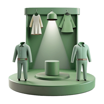 3D Render of a Green Clothing Display with a Spotlight png