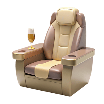 Luxury Reclining Chair with Cup Holder and Headrest png