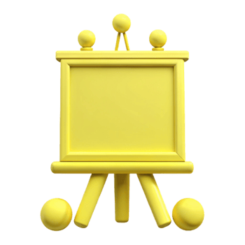 Yellow Easel with Blank Canvas png