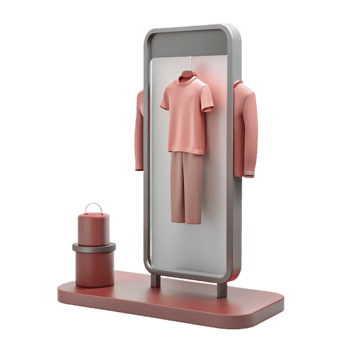 Online Shopping Display with Clothes Hanging on a Stand png