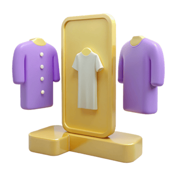 3D Rendering of Clothing Items on a Golden Stand png