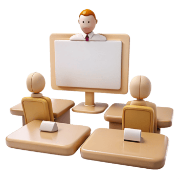 Online Classroom with Teacher and Students png
