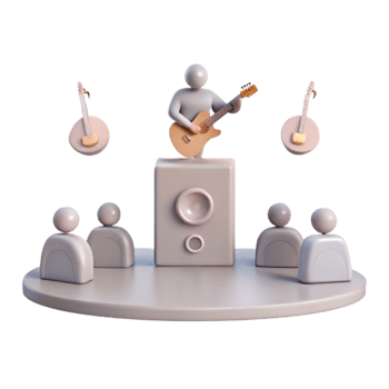3D Illustration of a Musician Performing for an Audience png