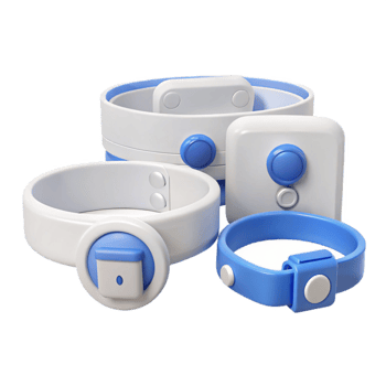 White and Blue Circular and Square Buttons with White Bands png