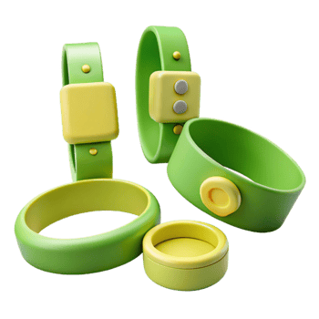 Green and Yellow 3D Rendered Rings png