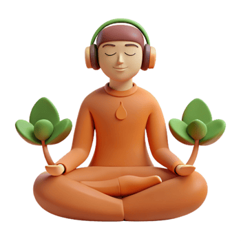 Meditation with Headphones Finding Peace and Calm png