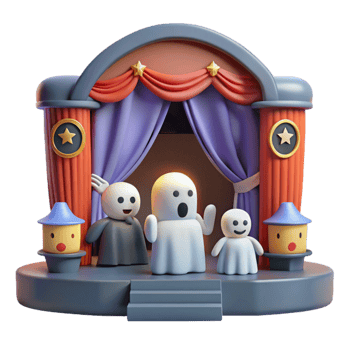 Spooky Stage with 3D Ghosts Singing png