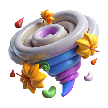 Abstract 3D Tornado Illustration with Autumn Leaves png