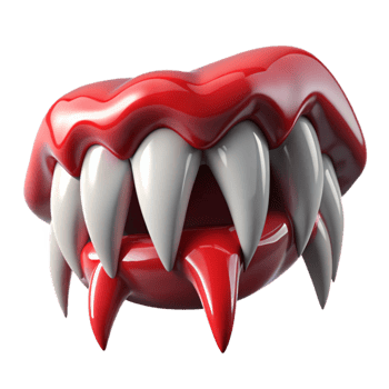 3D Render of Scary Fangs and Lips png