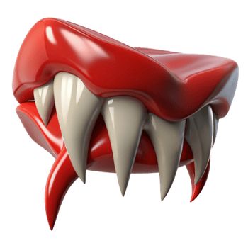 Sharp Red Monster Teeth with a Pointy Tongue png
