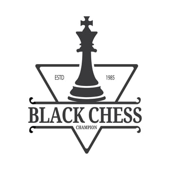 Chess King Game Sport Logo Design with Triangle Symbol Elements Retro Vintage Illustration vector
