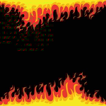 Burning fire border square background vector