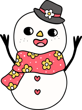 Groovy Retro Christmas Snowman cartoon doodle hand drawn png