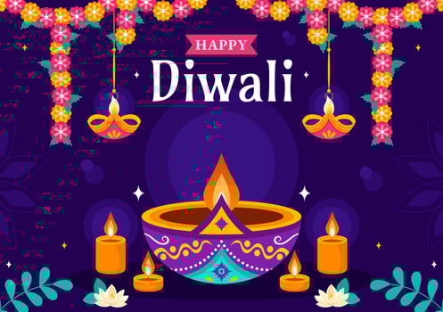 Traditional Diwali Festival Art with Rangoli Patterns, Oil Lamps, and Festive Fireworks vector