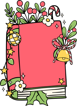Festive Groovy Christmas book closed hand drawn illustration png