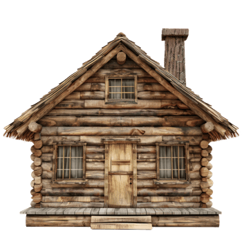 Log Cabin front view full length isolate on transparency background png