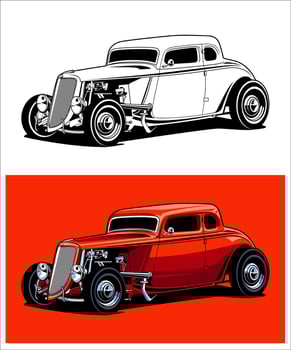 Red Custom Culture Hotrod Car Illustration vector