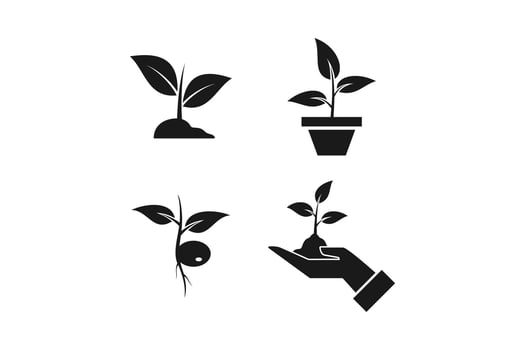 plant seeds icon set vector