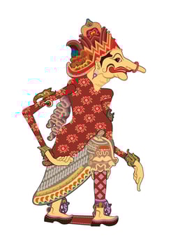 Wayang puppet, petruk image illustration. Javanese performing art. vector