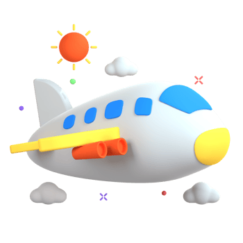 A cartoon airplane flying through the sky png