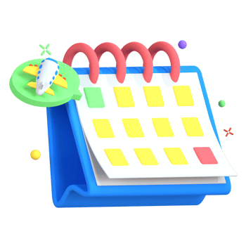 A calendar with colorful stickers on it png