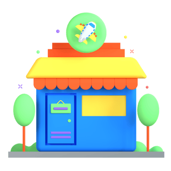 A colorful building with a sign that says shop png