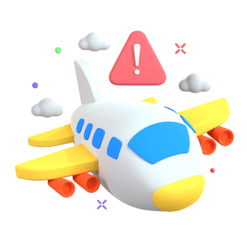 A cartoon airplane with a warning sign png