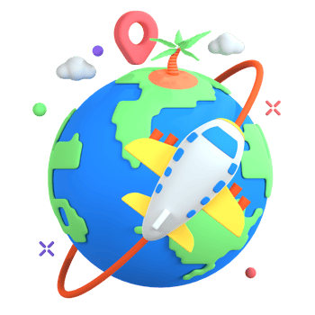 Travel app icon with airplane and palm tree png