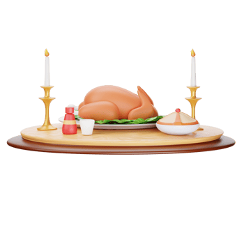 A thanksgiving dinner is set up on a table png