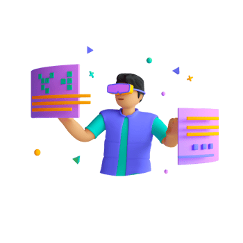 A man wearing a virtual reality headset holding a piece of paper png
