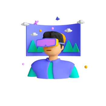 A man wearing virtual reality glasses and a hat png