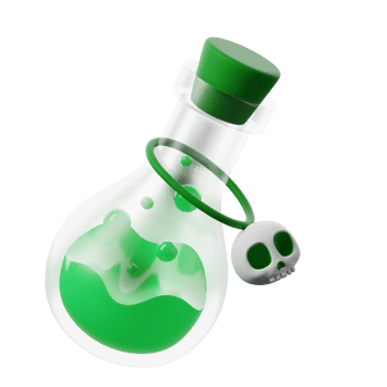 A green potion bottle with a skull and a skull ring png