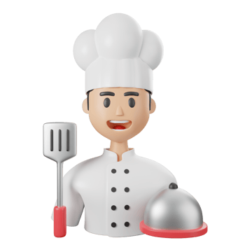 A cartoon chef holding a spatula and a spatula png