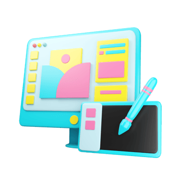 A computer monitor with a pen and paper png