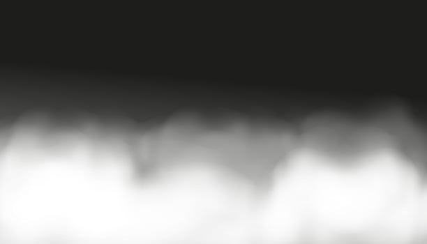 Illustration of white fog or clouds isolated on black background. Transparent effect. vector